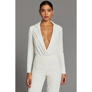 ZARA Accessories White Draped Blazer Bodysuit Long Sleeve Womens Size M